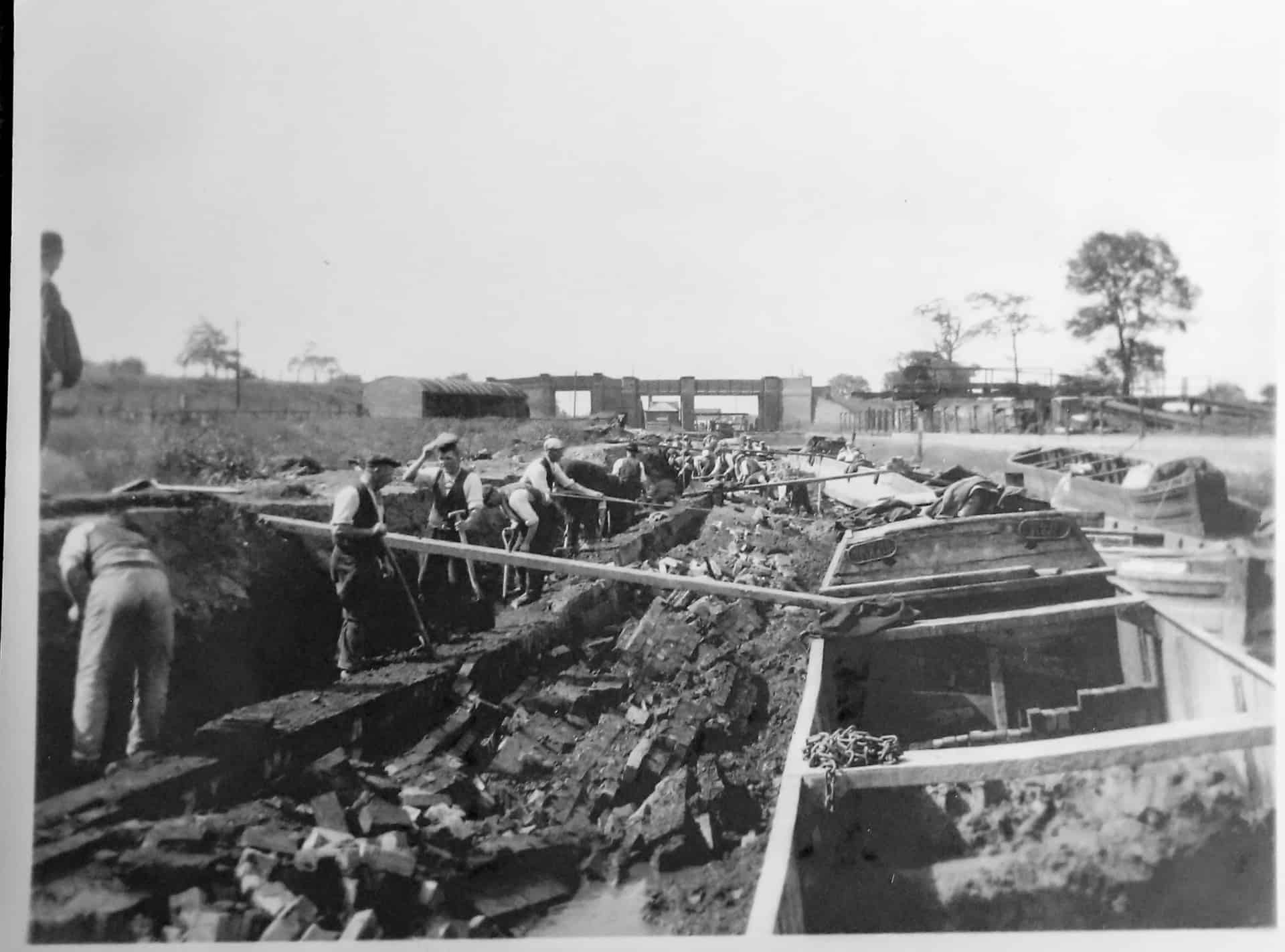 Canal repairs, unknown location, c 1950s 