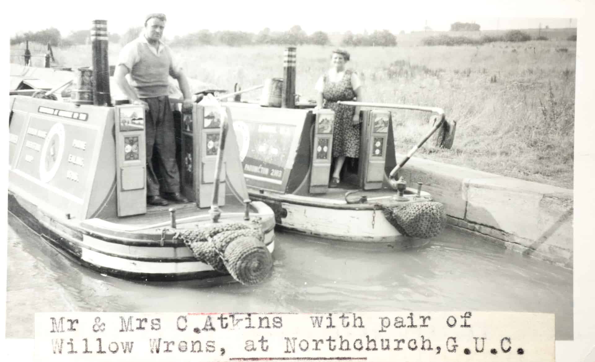 Mr and Mr C.Atkins with a pair of Willow Wrens, at Northchurch, Grand Union Canal c 1050s
