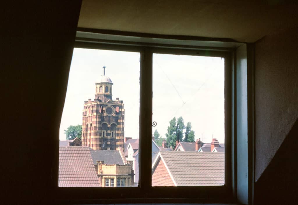Photograph of Tipton Library taken from the room Keith was born in in Binfield Street.
