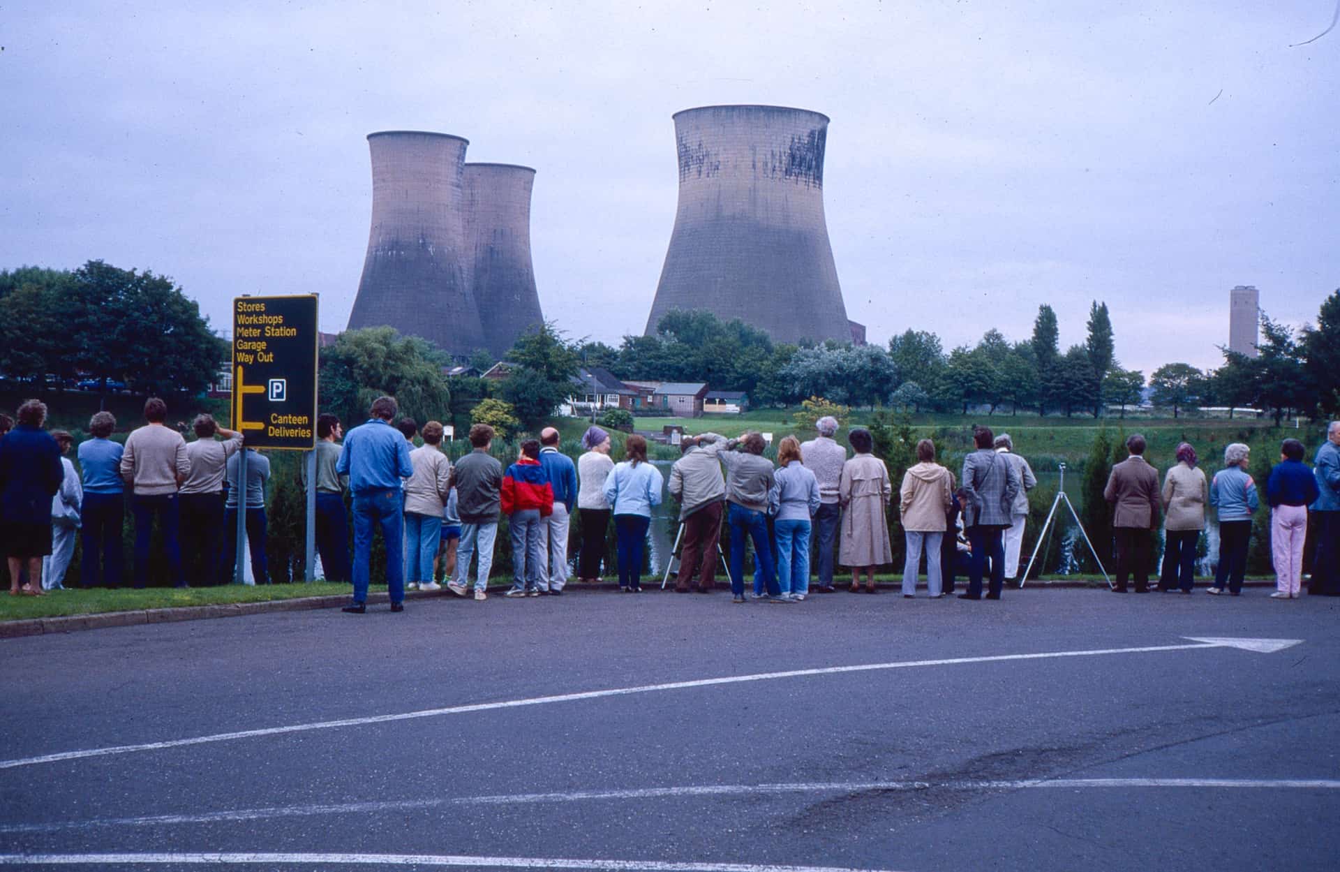 Four photos showing the demolition of the cooling towers at Ocker Hill Power Station, Tipton. They were demolished in controlled explosions,  No 3 on 18 August 1985 and Nos. 1 and 2 on 15th September 1985.