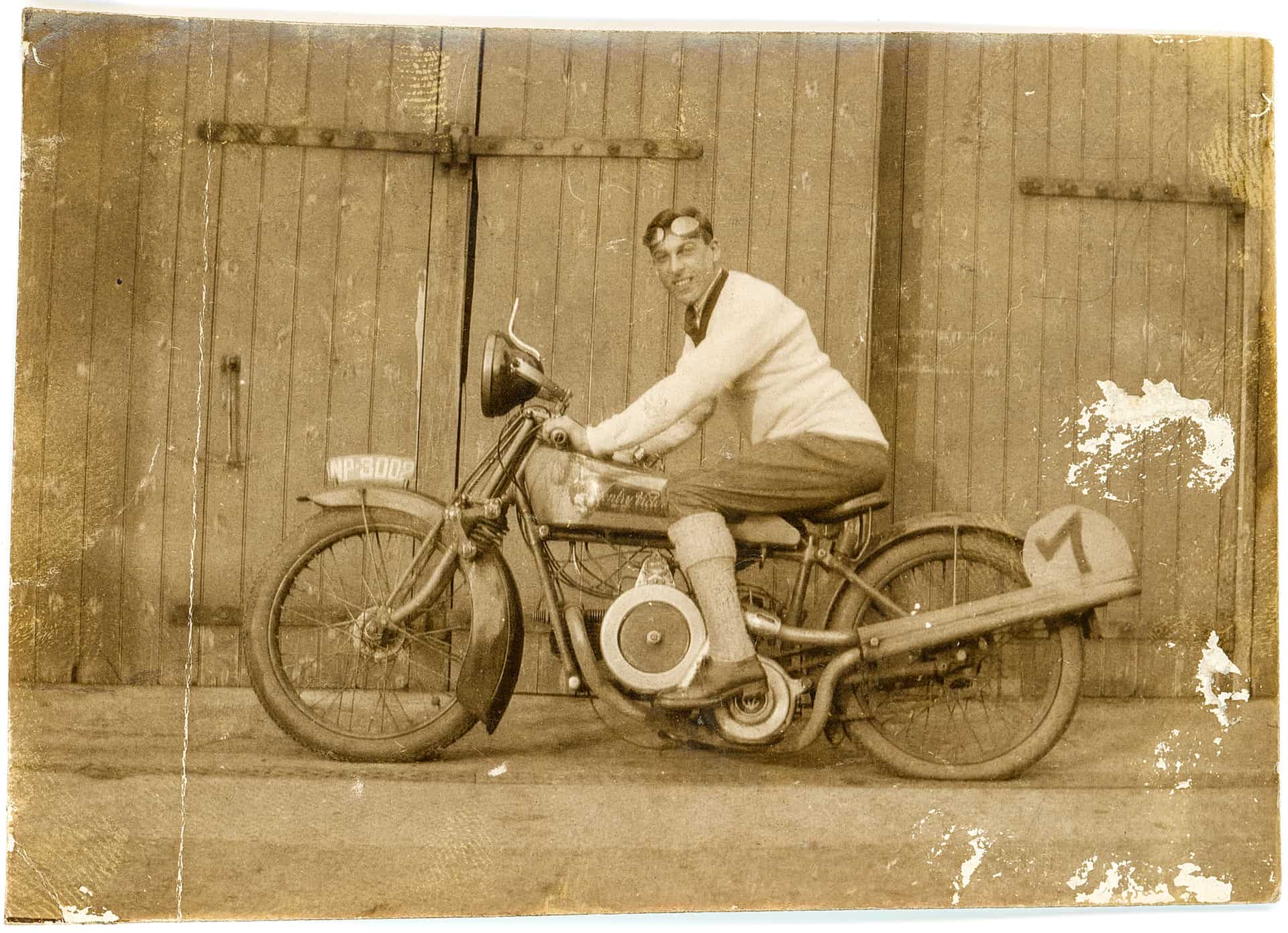My Father on a Coventry Victor Super Six motor bike. Early twenties.