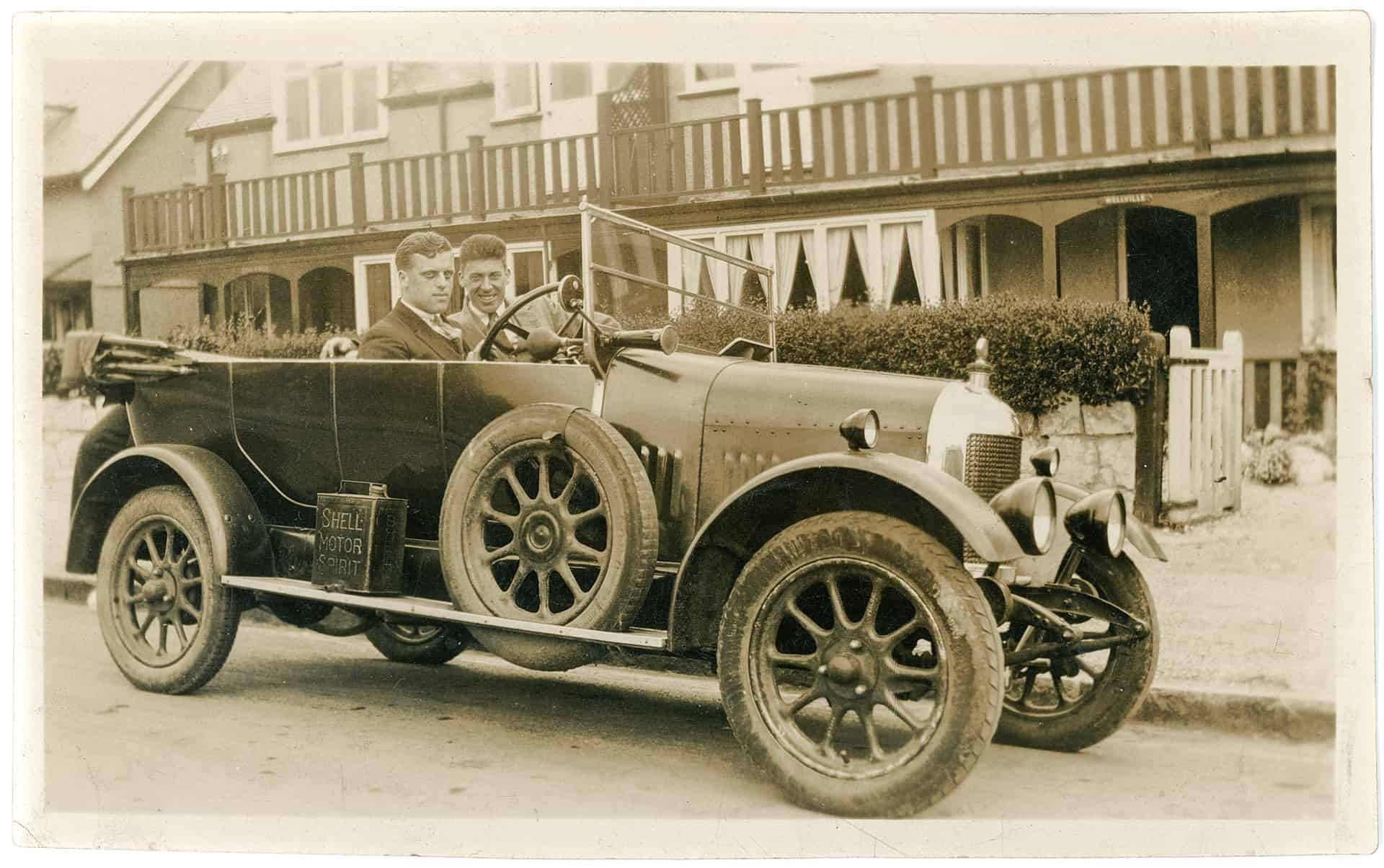 Father and his brother –in-law. Car is a ‘Bullnose’ Morris. Location unknown.